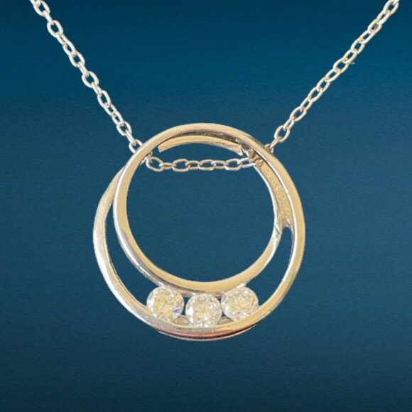 COPY - ROSS SIMONS 925 Sterling Silver CZ Round Eternity Circle Pendant Necklac… - Picture 6 of 7